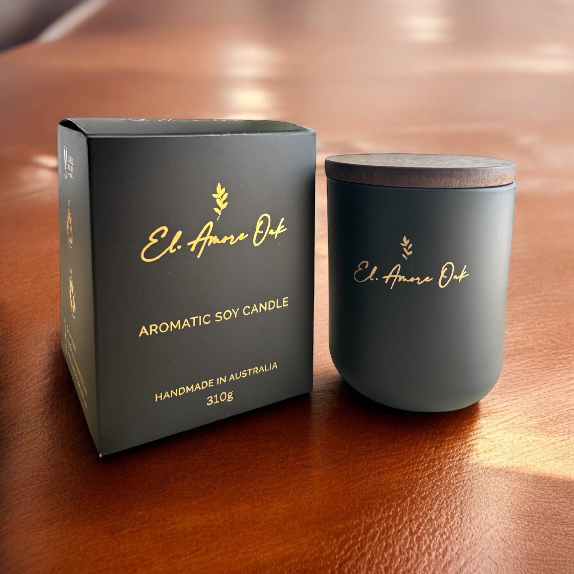 Woody Leather Wooden Wick Candle - Our Signature Scent