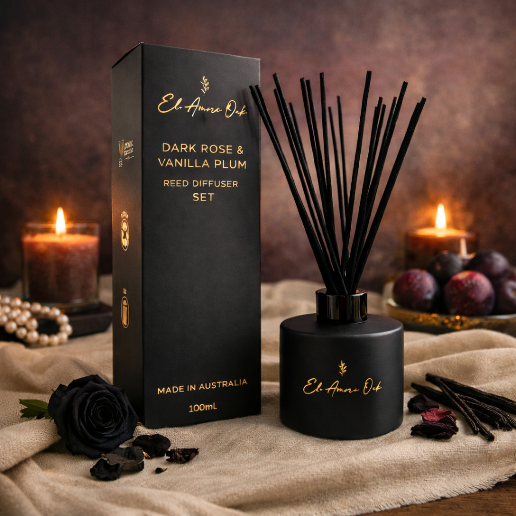 Dark Rose & Vanilla Plum Reed Diffuser – Our Signature Scent